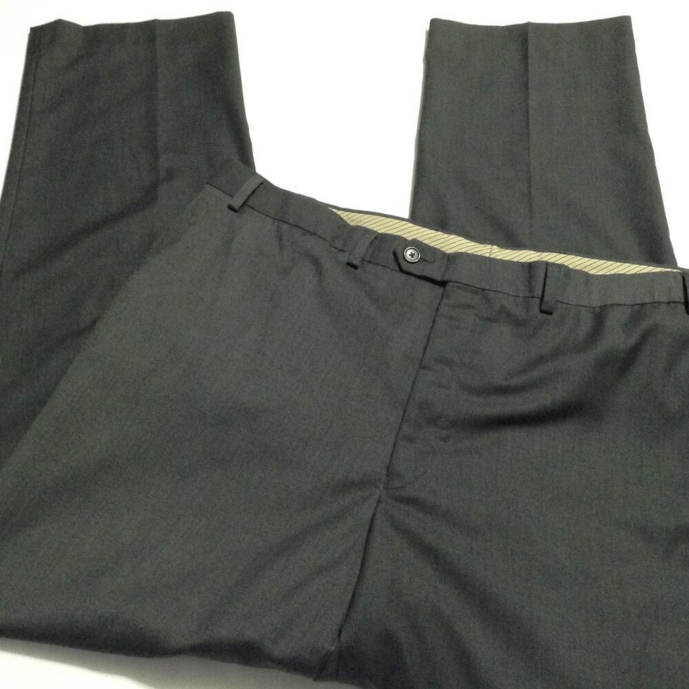 Lauren Ralph Lauren Mens Dress Pants 40x32 Char Gray Flat Front Polyester Blend